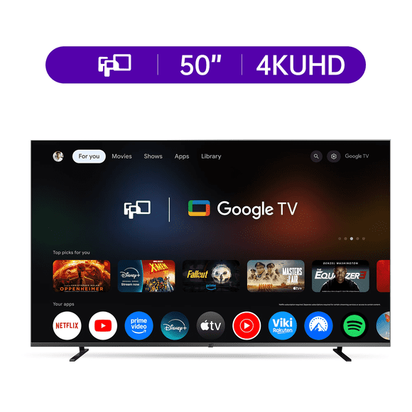 FPD 50-inch Smart TV, 4K UHD LED Television with Google TV, Google Cast Built-in, Dolby Atmos, Dolby Audio, HDR10, MEMC, Google Assistant Voice Remote