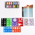 thumbnail image 1 of Watercolor Paint Palette Set 12 Colors Set Professional Face Split Cakes with 11 Paintbrushes+11 Stencils+2, 1 of 8