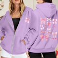 thumbnail image 2 of Tunique à Capuche Longue 3TG Chandail à Capuchon Robe Chandail pour Femmes Haut Grande Taille Chandails à Capuchon Femmes Chandail à Manches Longues à Fermeture Éclair Poche Cordon Décontracté Sport Violet TTTG, 2 of 6