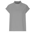 thumbnail image 4 of Olyvenn Hauts en Coton et Lin pour Femmes, Chic, Manches Cap, T-Shirts Amples, Couleur Unie, Col Roulé, Tuniques Décontractées pour le Travail, Blouses, Gris, TTG, 4 of 6
