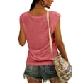 thumbnail image 4 of Pompotops Womens Solid Color Cap Sleeve Blouses T-Shirt Casual Loose Fit Basic Shirts Tank Tops, 4 of 8