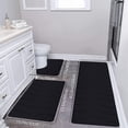 thumbnail image 1 of Bathroom Rugs and Mats Sets,Large Foam Bath Mat 3 Set Bathroom Rugs for 3 Pcs Toilet Mats Universal Soft Comfortable Water Absorption Non Slip Thick Machine Washable Easier to Dry, 1 of 7