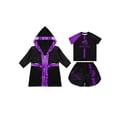 thumbnail image 3 of TiaoBug Kids Boys Boxing Uniform Set 3 Pcs Long Sleeve Open Front Hooded Cloak Robe with T-shirt and Shorts Purple 10, 3 of 5