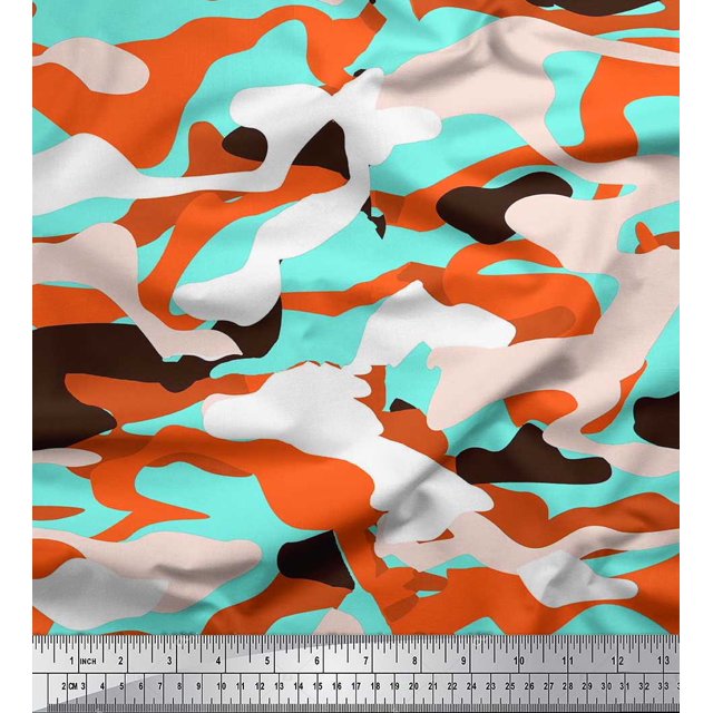 Soimoi Rayon Fabric Two Tone With White Camouflage Printed Craft Fabric by the Yard 42 Inch Wide