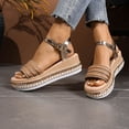 thumbnail image 2 of Wo-Fusoul Sandals for Women Casual Plus-Size Platform Buckle Strap Slide Sandals Trendy Comfortable Versatile Spring Summer Style, 2 of 9