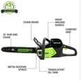 thumbnail image 2 of Greenworks 80V 16 Pouces Scie à Chaîne Sans Fil Sans Balais (Idéal pour l'Abattage d'Arbres, l'Élagage, la Taille et le Bois de Chauffage / 75+ Outils Compatibles), Batterie 2,0ah et Chargeur Inclus, 2 of 11