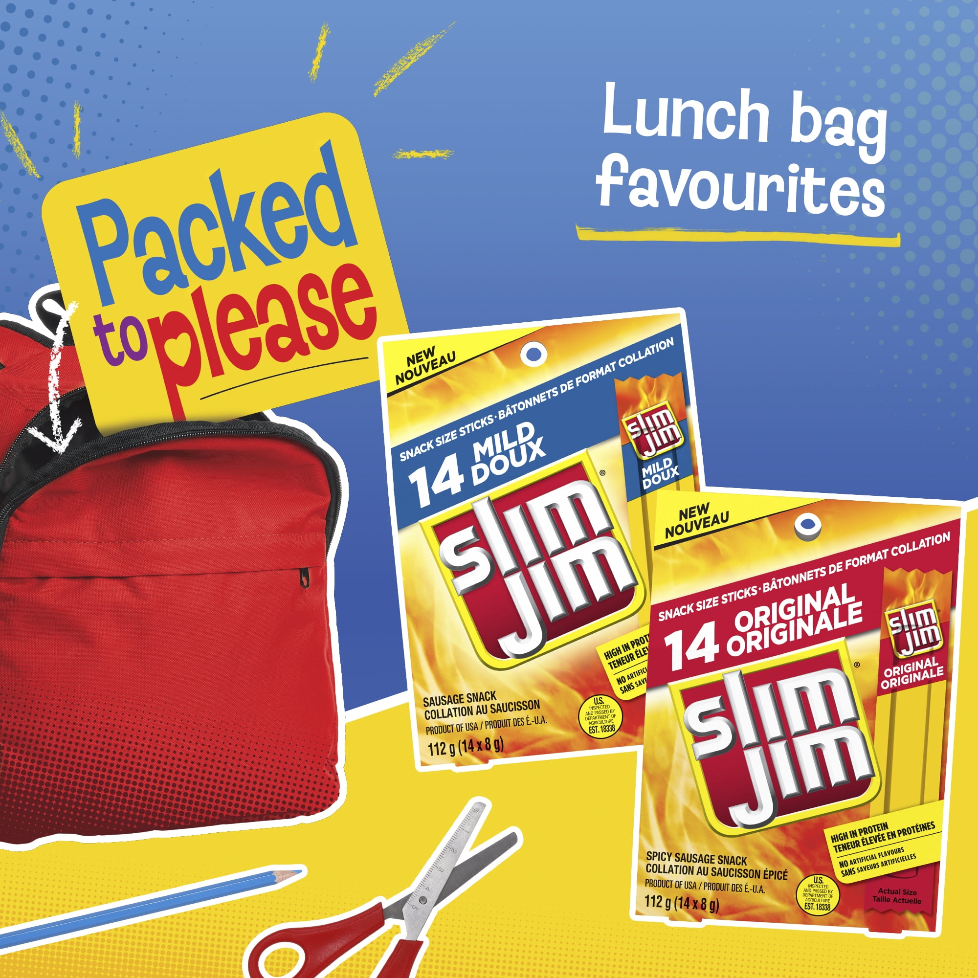 Slim Jim Sausage Protein Snack, Giant Slim® Original, 27.5 Grams