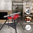 thumbnail image 4 of Heavy Duty Tripod Pipe Chain Vise Stand – 1/8"–6" Capacity – 1323LBS Load – Collapsible Steel Legs, Tool Tray – Portable Pipe Support for Cutting, Welding, Threading – Workshop Electrical Bracket, 4 of 6
