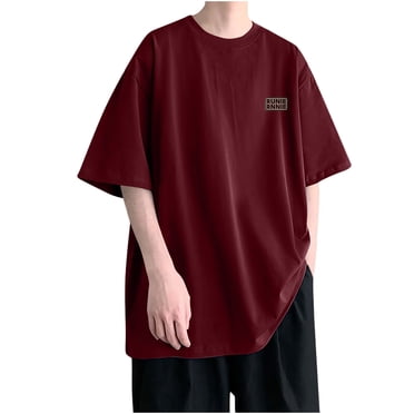 AherBiu T-Shirts pour Hommes, Coupe Ample, Col Rond, Manches Courtes, T-Shirt Décontracté d'Été pour Hommes, Uni