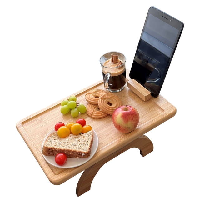 JS Gourmet - Plateau de Sofa en Bambou avec Support pour Téléphone