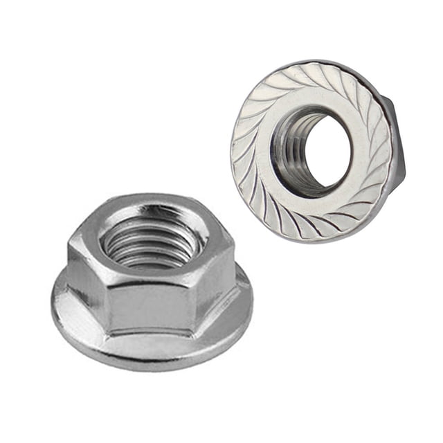 Écrous à Bride Dentelés M8, Écrous de Blocage à Bride, Acier Inoxydable 18-8 (304), Fini Brillant, 50 Pcs