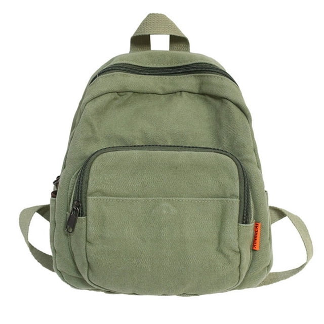 Fashion Women Solid Color Backpack Students Canvas School Knapsacks (Green)