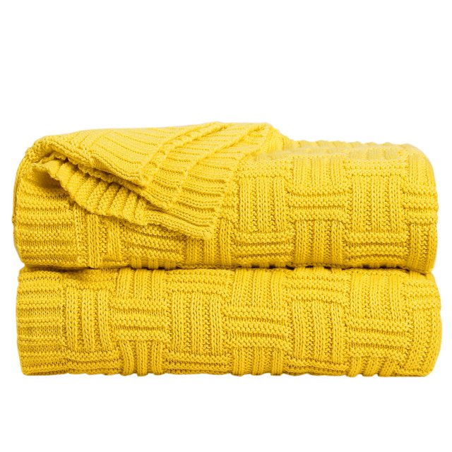 Unique Bargains 100% Cotton Cross Cable Knit Throw Blanket For Sofa Couch Bed Home Bedding,