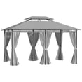 thumbnail image 1 of Outsunny Pavillon de Terrasse 10 Pieds x 13 Pieds avec Rideaux, Gris Foncé, 1 of 10