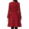 thumbnail image 3 of INSPIRE CHIC Manteau à Capuche Ceinturé à Simple Boutonnage pour Femmes Manteau d'Hiver avec Poches Rouge TG, 3 of 6