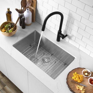 Stylish Undermount 28" Stainless Steel Single-Bowl Kitchen Sink with 2 Accessories S-306XG