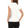 thumbnail image 3 of INSPIRE CHIC Women's Ruffle Bow Tie Chiffon Top Peter Pan Collar Button Down Shirts, 3 of 6