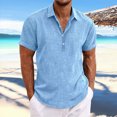 thumbnail image 2 of BOBOGOJP Shirts for Men Slim Fit Short Sleeve Button Up Shirts Wrinkle-Free Printed Business Casual Shirts,Blue L, 2 of 5
