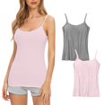 thumbnail image 1 of Timegard Camisoles 2 Pcs pour Femmes avec Soutien-Gorge Intégré Grande Taille Col Rond Respirantes Confortables Extensibles, 1 of 3