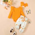 thumbnail image 1 of Yuyuzo Baby Girl Clothes Infant Newborn Ruffle Outfit 2 Piece Fall Winter Spring Ribbed Knit Tops Pants Set Cute Headband, 1 of 7