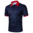 thumbnail image 1 of EGNMCR T-Shirts pour Hommes, Manches Courtes, Patchwork, Col Rabattu, Chandail-Over, Cadeaux pour Hommes, 1 of 9