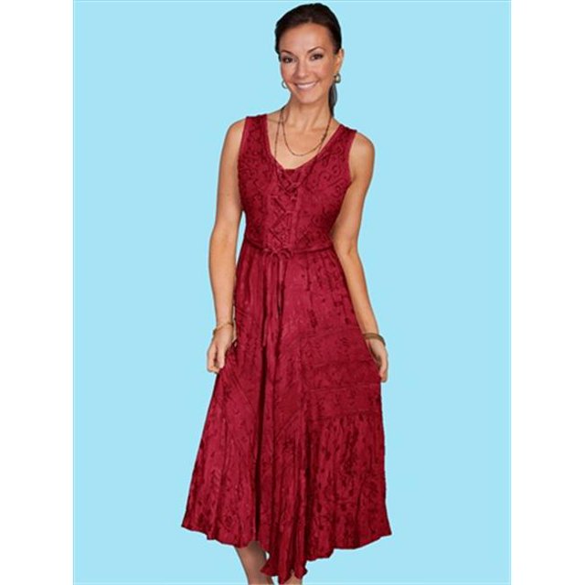 Honey Creek Robe Sans Manches Longueur Complète à Lacets pour Femmes, Bordeaux - TG