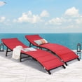 thumbnail image 4 of Costway Lot de 2 Chaises Longues Pliantes en Rotin pour Patio, Empilables, Coussin Double Face, 4 of 10
