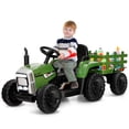 thumbnail image 2 of Costway 12V Kids Ride On Tractor with Trailer Ground Loader w/ RC & Lights Dark Green, 2 of 10