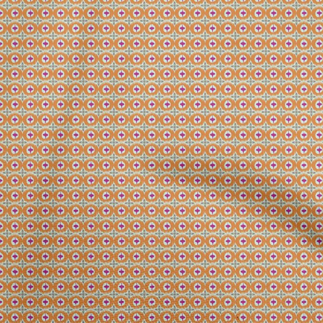 oneOone Cotton Poplin Orange Fabric Asian Ikat Craft Projects Decor Fabric Printed By The Yard 56 Inch Wide