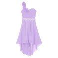 thumbnail image 3 of RUNQHUI Robe à une Épaule pour Filles Enfants Robe de Demoiselle d'Honneur en Mousseline Asymétrique Robe Formelle de Bal de Promo Fête Lavande 8, 3 of 6