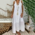thumbnail image 1 of Fankiway Robe Longue Maxi pour Femmes Grande Taille à Col en V Sans Manches de Plage Ample en Dentelle Patchwork Robe Maxi Robes d'Été de Plage pour Femmes Grande Taille Robes pour Femmes, 1 of 5