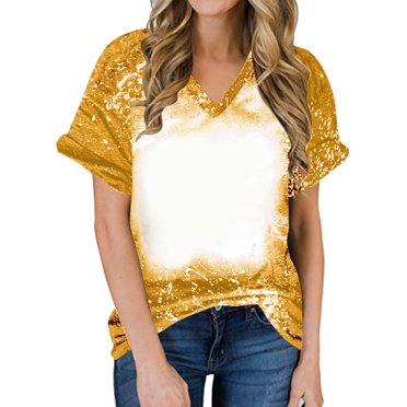 Jsaierl Summer Casual Tie Dye Gradient T-Shirts for Women Daily Relaxed V Neck Shirts Life Going out Short Sleeve Tees Tops
