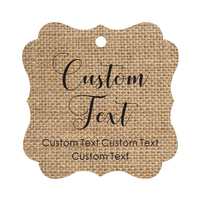 Darling Souvenir Personalized Paper Hang Tags Custom Text Wedding Party Gift Favor Tags -Burlap-50 Tags