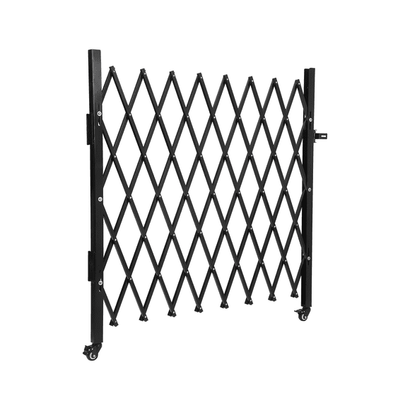 Single Folding Security Door, 50 in H x 67 in W Portable Flexible Expandable Fence Gate, Steel Accordion Security Gate with 360°Rolling Wheel - Ideal for Courtyards, Garages, Gardens