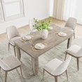 thumbnail image 3 of Grey 63 Inch Rectangular Dining Table for 4-6 People, Sturdy Thick Leg Kitchen Table for Dining Room Home Office, 3 of 8