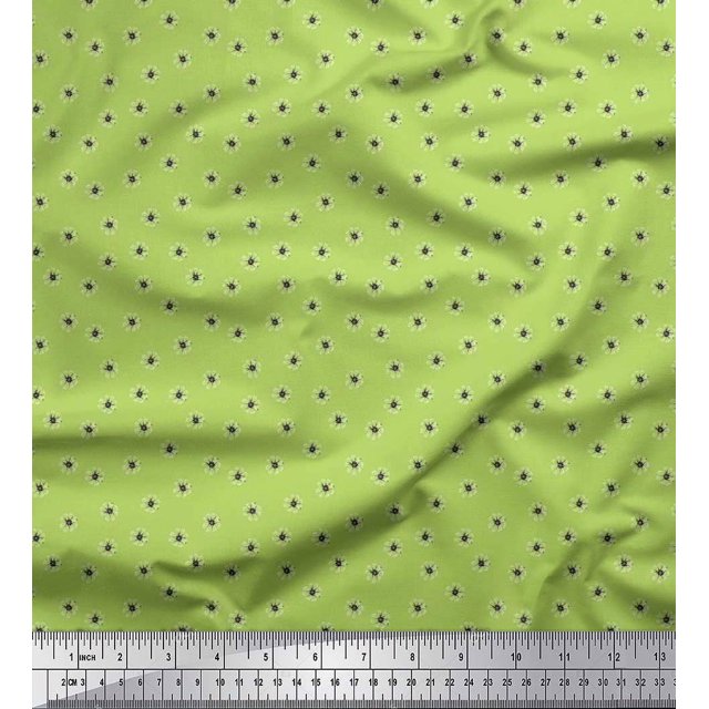 Soimoi polyester Crepe Fabric Cosmos Floral Print Fabric by Yard 52 Inch Wide