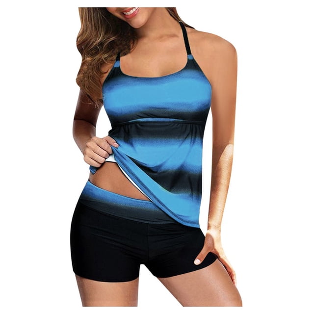 Tankini à Dos à Bretelles Imprimé pour Femmes Grande Taille, Ensemble Deux Pièces, Robe de Bain