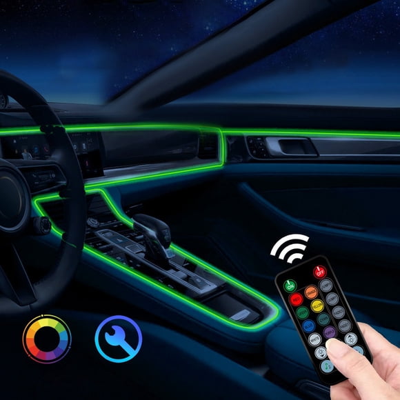Danhjin Cars Ambient Lighting Car Ambient Light 64 Colors Colorful Fiber Light Remote Control Light Guide 3.0 Interior Decorative Lights
