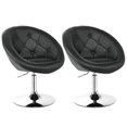 thumbnail image 1 of Gymax Ensemble de 2 Tabourets de Bar Pivotants Hauteur Réglable Dossier Rond Capitonné Chaises de Bar Noir, 1 of 10
