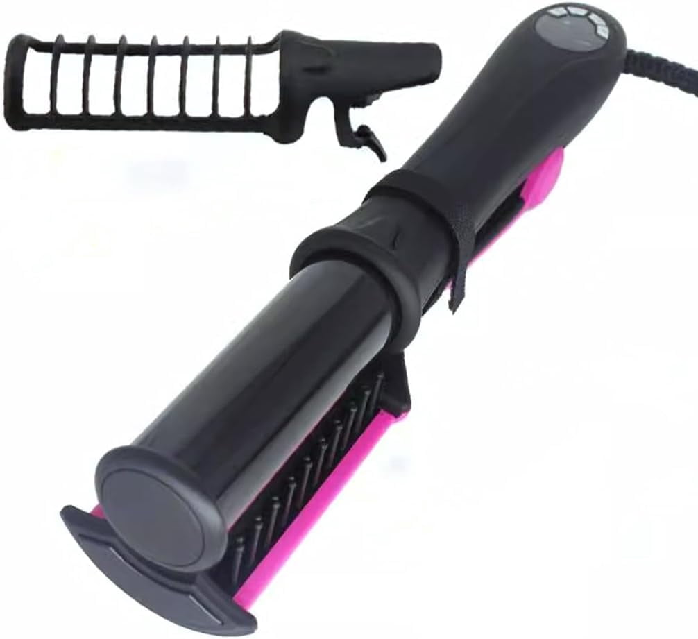 New 2-in-1 Professional Hair Straightener Iron & Curler,LCD Display,360° Rotating Cord,Ceramic Plates,13 Heat Settings,Black/Pink