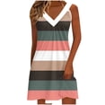 thumbnail image 1 of Kyusrd Robe Débardeur d'Été pour Femmes Robe Courte Plissée à Col en V Sans Manches Robe Soleil T-Shirt Robe Trapèze Robe Courte de Plage, 1 of 6