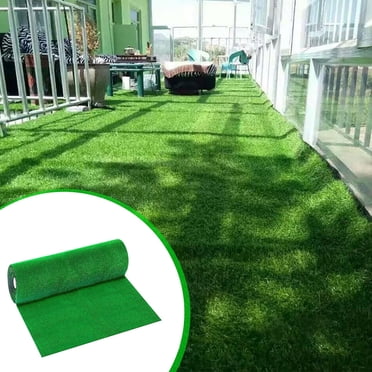 Artificial Grass Turf Mat 1x1 Meter, Fake Plastic Lawn Carpet for Balcony Garden Kindergarten Green, 6mm Pile Height, Drainage