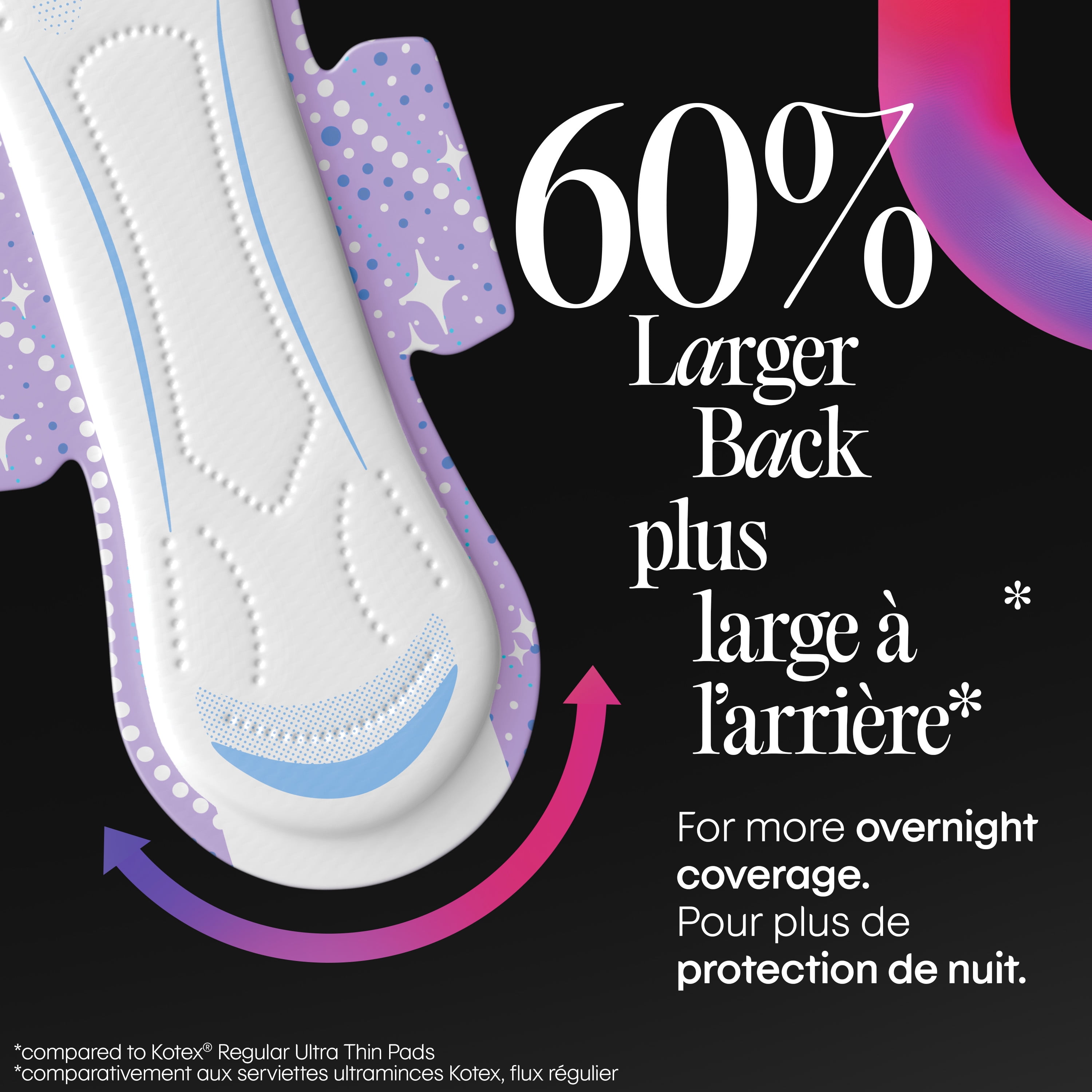 Kotex Overnight Maxi Pads With Wings, 26 Count