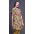 thumbnail image 4 of Bimba Kurtis Courtes pour Femmes Imprimées à Col Mandarin Robe à Manches Retroussables, 4 of 6