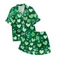 thumbnail image 1 of MIASHUI Ensemble de Pyjama Deux Pièces pour Garçons et Filles, Manches Courtes, Vert Clair, 3-4 Ans, 1 of 4