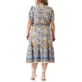 thumbnail image 3 of GRACE & GRANDEUR Robe Midi Trapèze d'Été Bohème Décontractée à Col en V à Manches Courtes à Imprimé Floral pour Femme Grande Taille3X Beige, 3 of 5