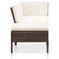 thumbnail image 2 of 3 Piece Garden Lounge Set with Cushions Poly Rattan Brown, 2 of 5