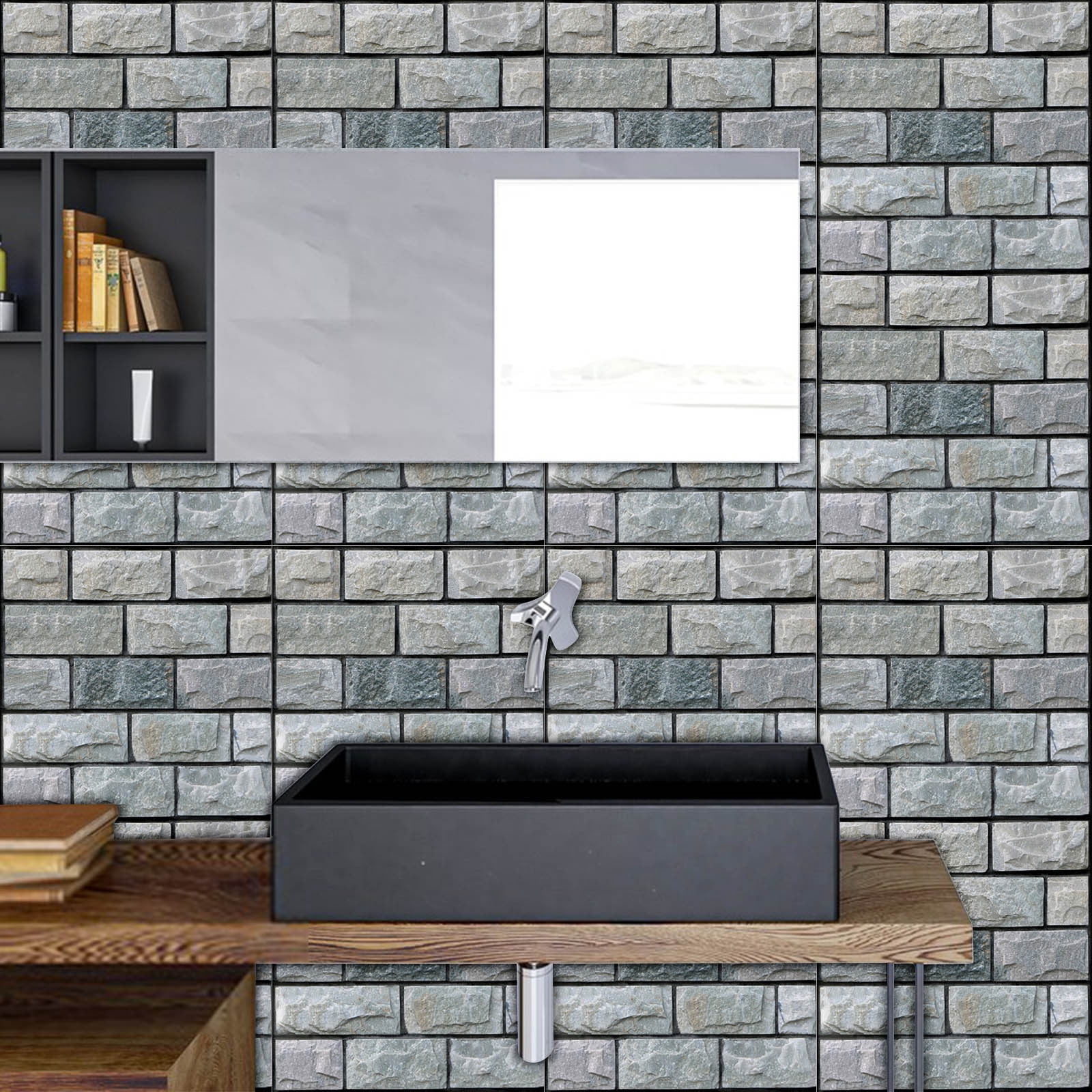 Zenithome Simulation Wall Stickers Peel and Stick Tile 10-Pack 30x30cm Self-Adhesive Waterproof Kitchen Bathroom Backsplash Decor Removable