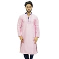 thumbnail image 2 of Atasi Designer Men's Pink Party Wear Kurta Pyjama Set Long Dupion Shirt-Small, 2 of 4
