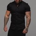 thumbnail image 3 of Men's Muscle Fit Dress Shirts Wrinkle-Free Short Sleeve Casual Button Down Shirt, 3 of 8